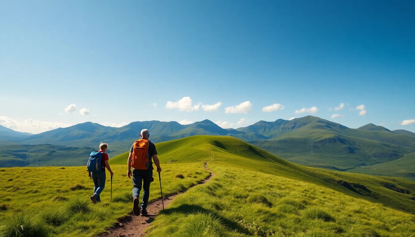 Wanderer auf dem Kerry Way Fernwanderweg genießen die atemberaubende Natur.