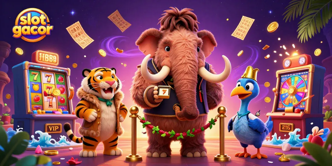 Spin and win big with slot gacor in this lively animated casino scene, showcasing vibrant characters and dynamic game elements.