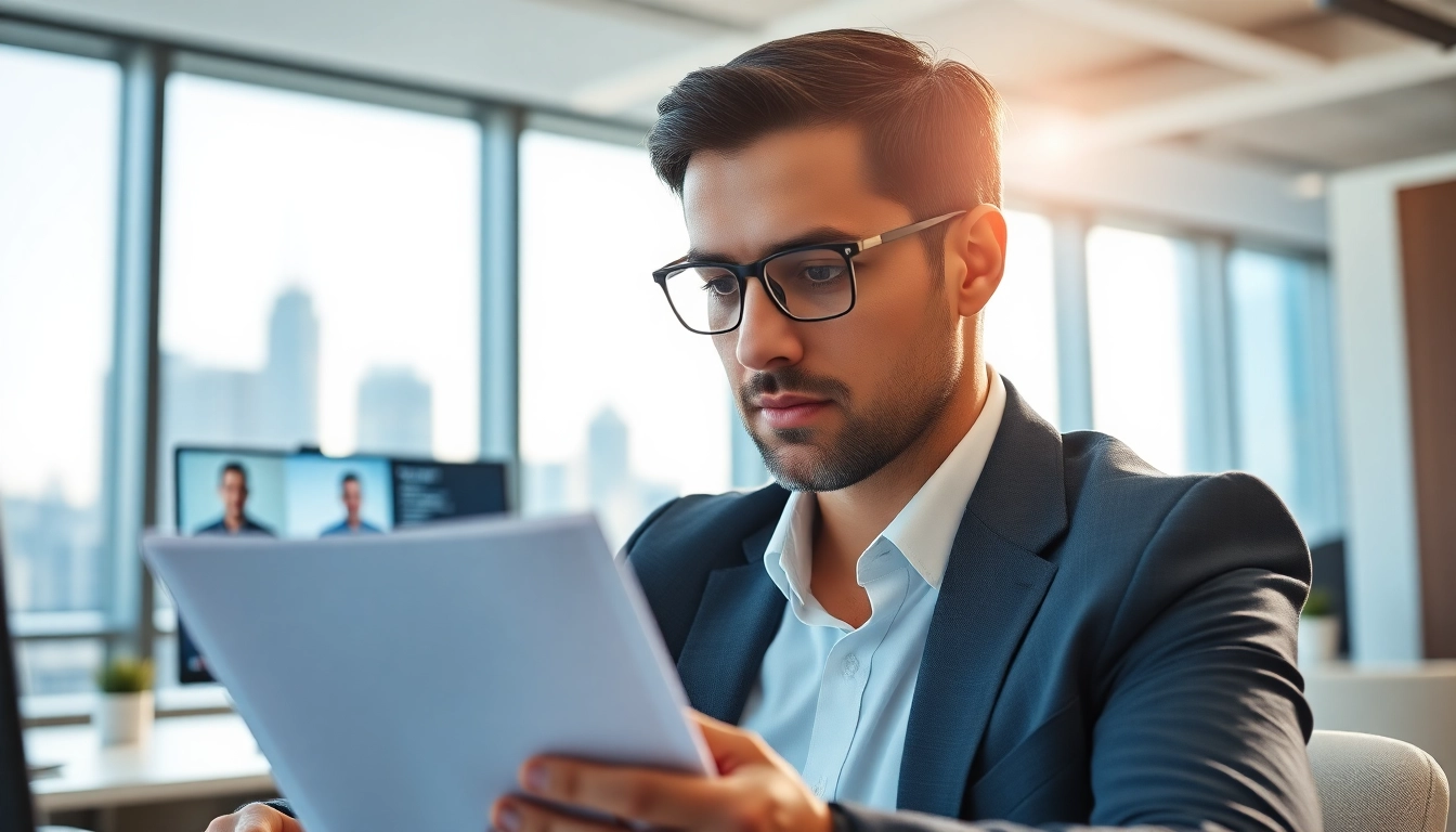 Headhunter IT evaluates candidates in a modern office, showcasing professional expertise.