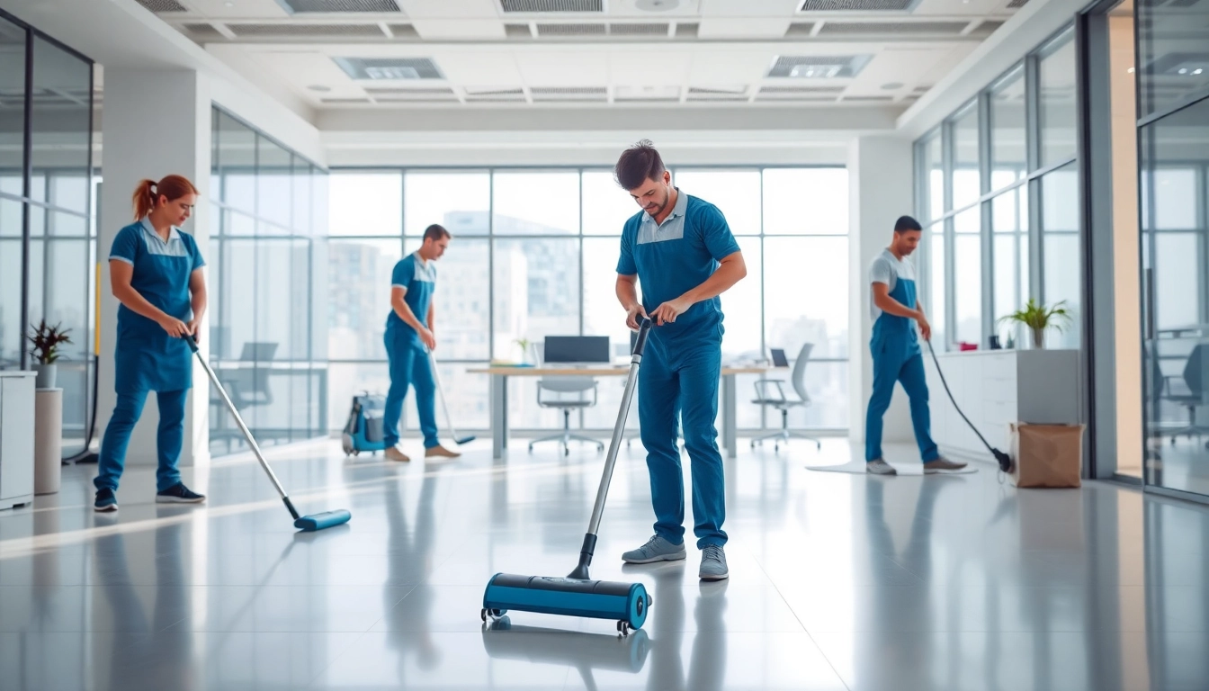 Effektive Gebäudereinigung Ulm durch professionelle Reinigungskräfte in einem modernen Büro.