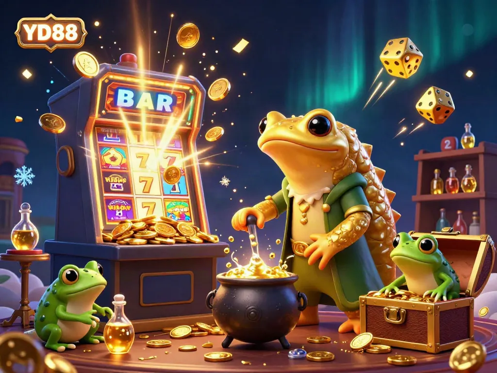 Experience YD88's exciting casino scene with 3D characters and dynamic slot visuals.