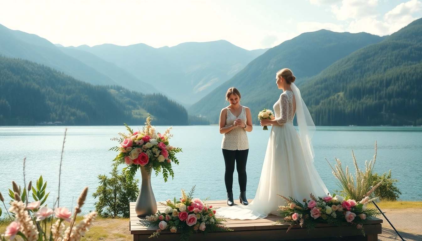 Hochzeitsfotograf Schliersee dokumentiert ein Brautpaar bei der Zeremonie am malerischen Schliersee.