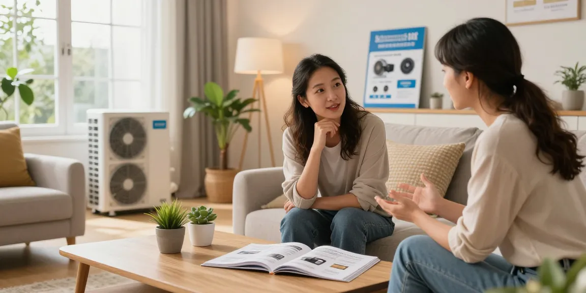 wärmepumpe kaufen consultation in a modern living room showcasing energy-efficient heating solutions and expert advice.