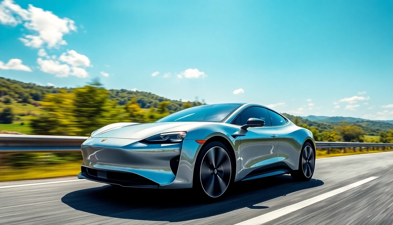 Elektroautos auf einer malerischen Straße, die umweltfreundliche Mobilität verkörpern.