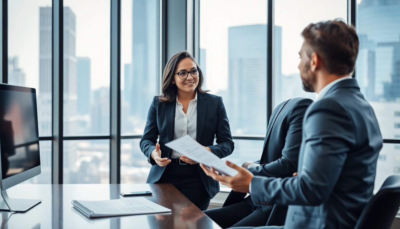 Headhunter Ingenieure in einem modernen Büro im Gespräch mit einem Bewerber.