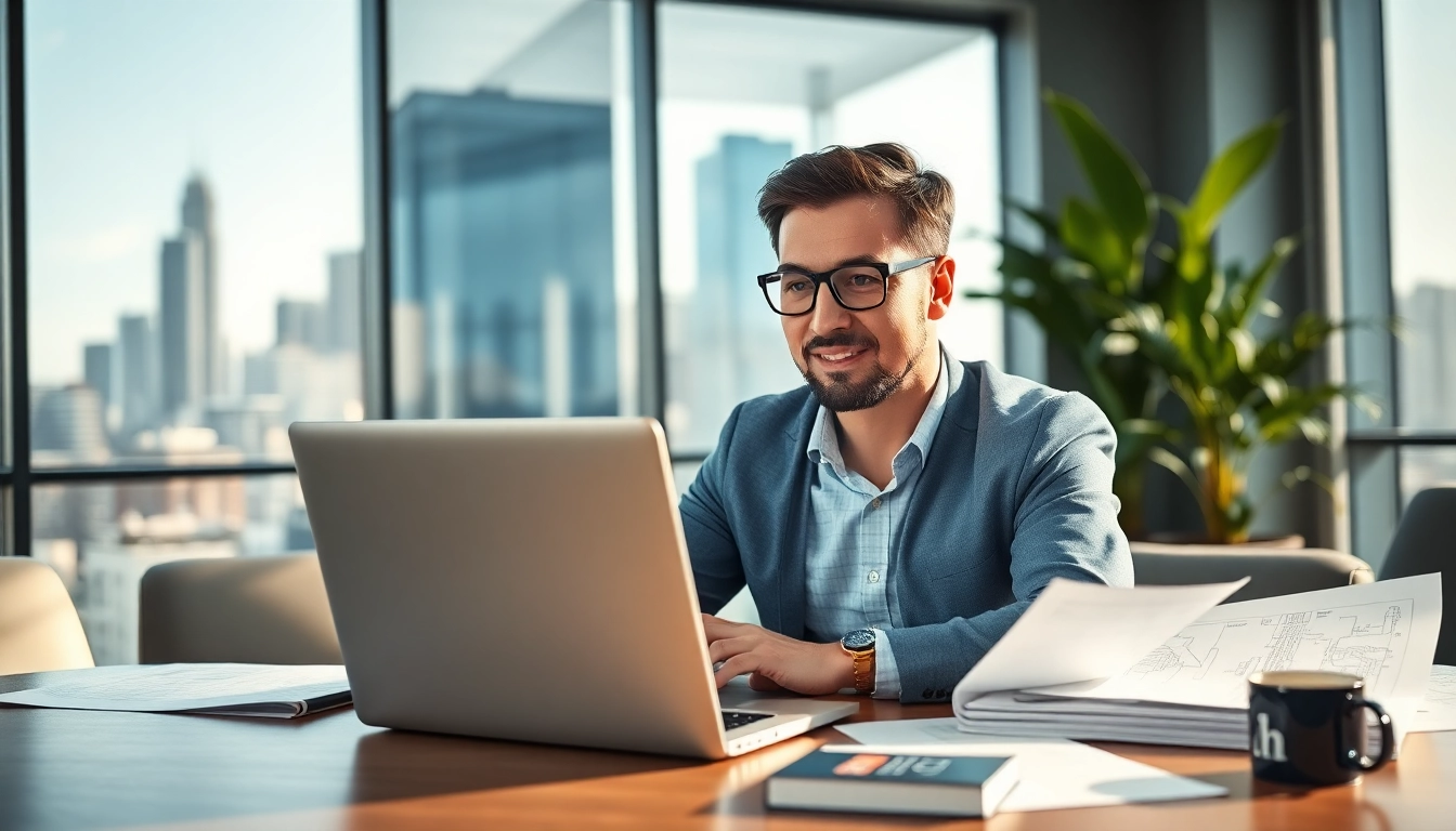 Headhunter Ingenieure in modern Büroumgebung mit technischen Unterlagen.