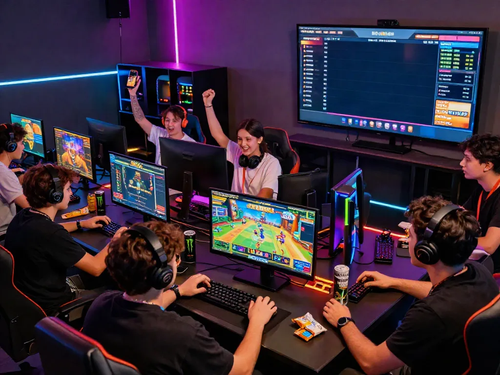 Excited players engaging with gaming experiences at https://choinohu.vip/ showcasing interactive slots and card games in a vibrant atmosphere.