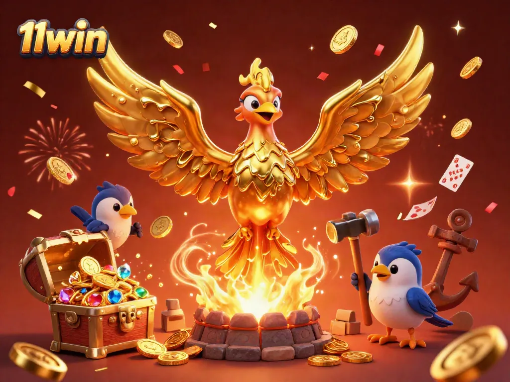 Experience the thrill of 11win with a vibrant, gold-soaked casino scene bursting with excitement.