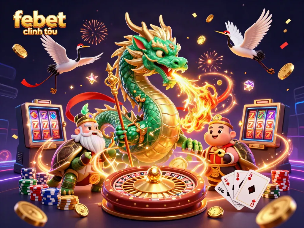 Experience the thrill of online gaming with febet chính thức, featuring vibrant characters and casino elements.