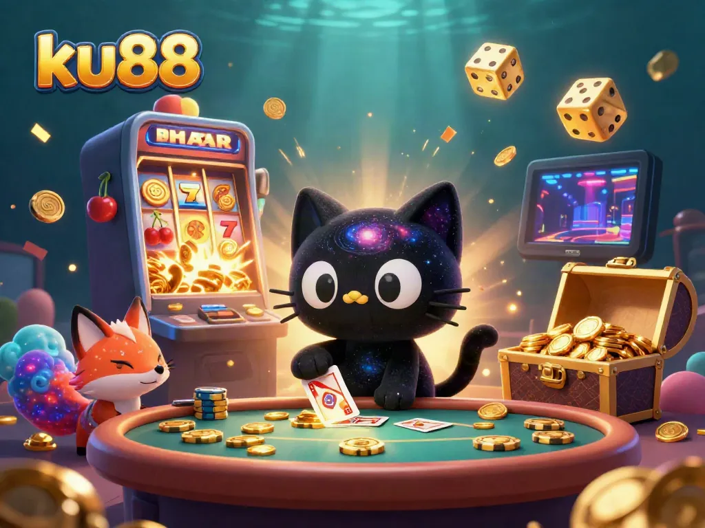Experience ku88 with the captivating cosmic casino ambiance created by a black hole cat and nebula fox.