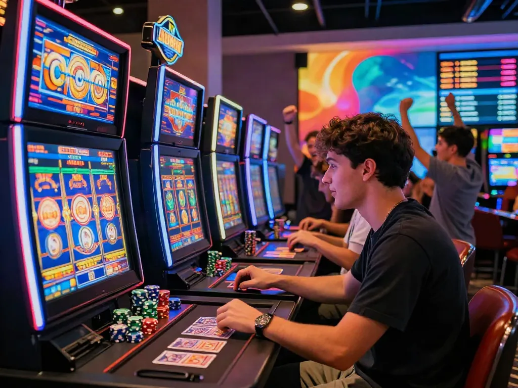 Exciting online casino gaming at https://du88az.net/ with vibrant lights and engaged players.
