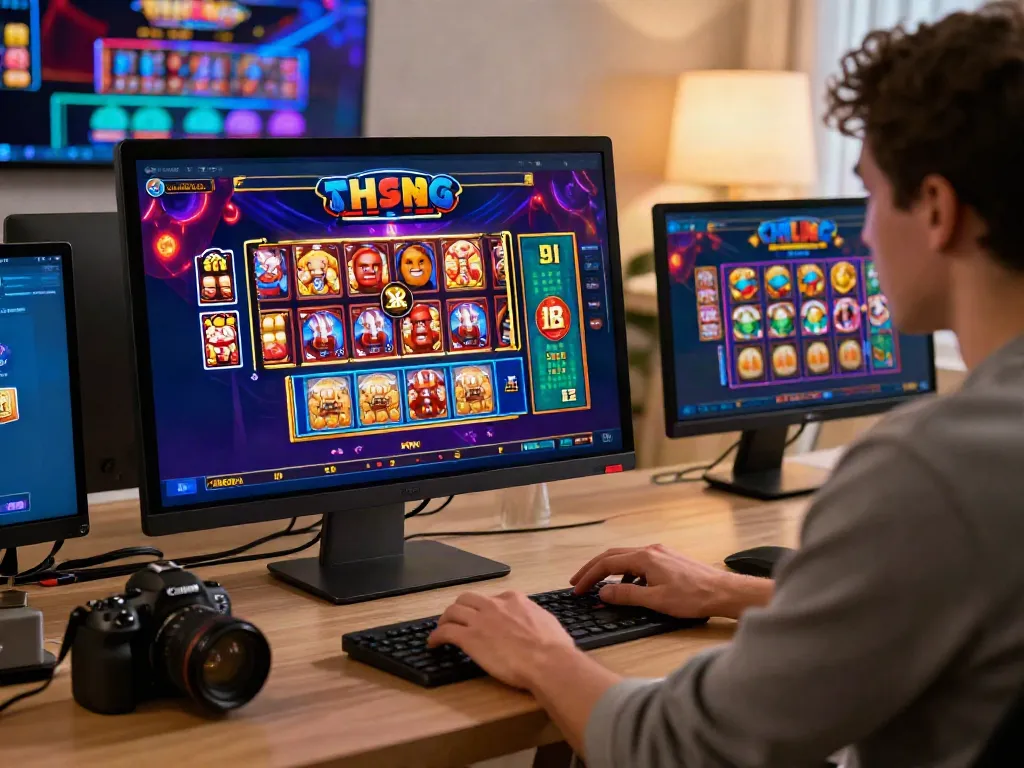 Engaging KU88 online gaming experience with vibrant interface and focused player.
