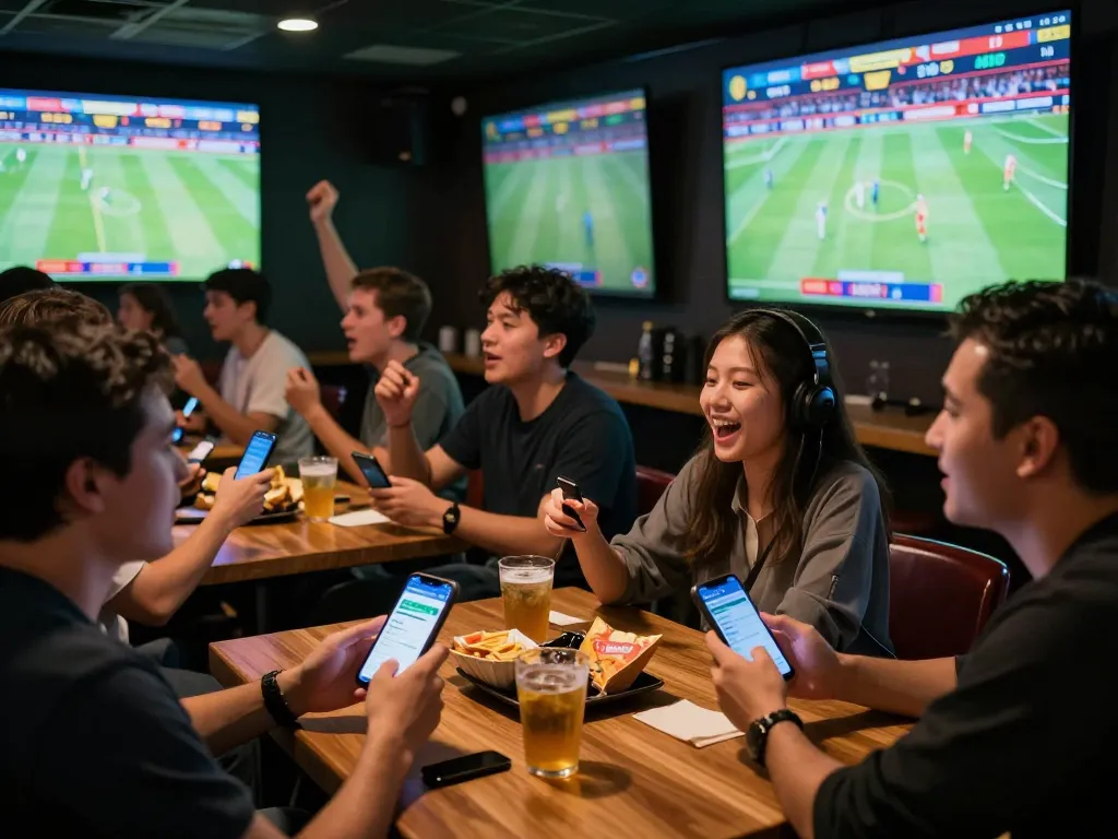 Watching the kèo nhà cái trực tiếp on smartphones during an exciting live sports game.
