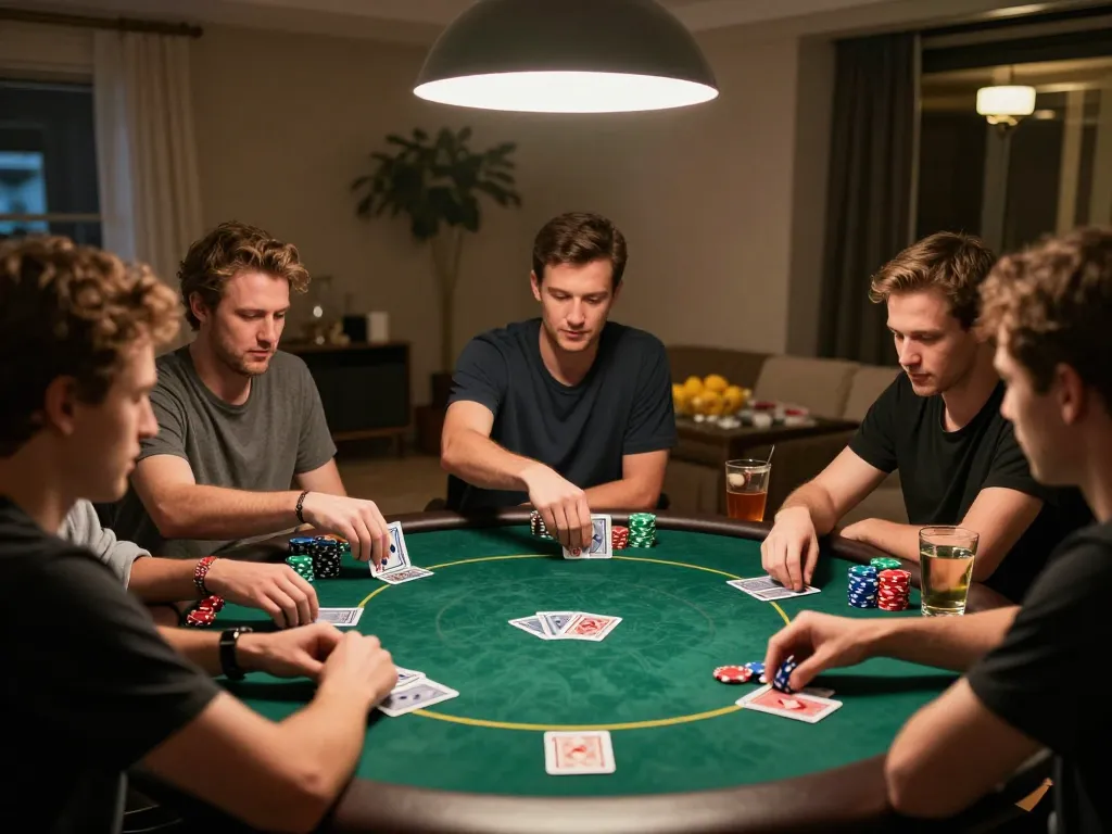 Players enjoying Texas Hold'em at home poker night with engaging atmosphere at nhà cái dn88