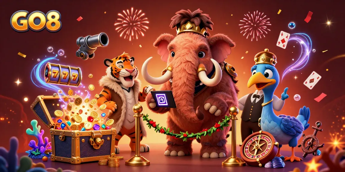 Engage with GO8's vibrant gaming world featuring unique characters and dynamic casino elements.