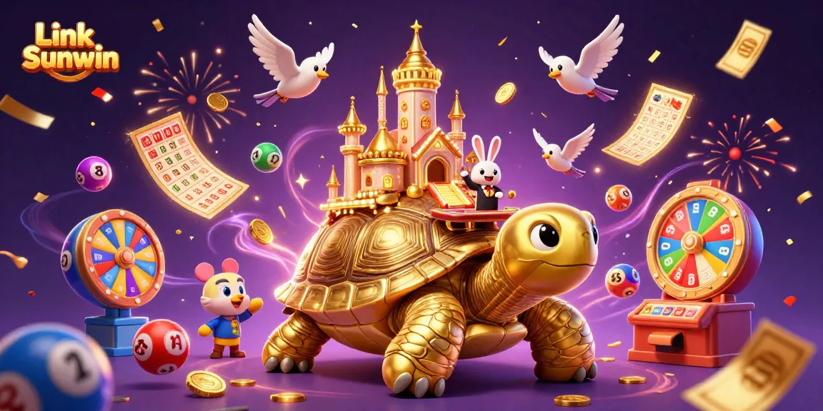 Join the fun with Link Sunwin as the golden tortoise and rabbit dealer create a dynamic casino scene.