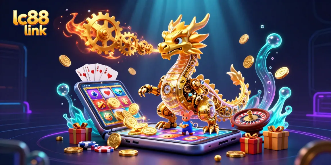 Engage with exciting games at lc88 link, featuring a dragon and engineer in a dynamic casino scene.