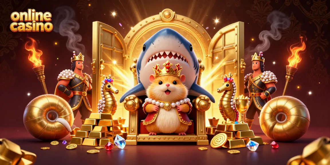 Experience thrilling online casino action with a tiny hamster king amid treasures and royal guards